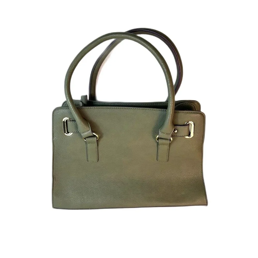 Charming Charlie NWOT Olive Pebble Faux Leather Structured Satchel Bag